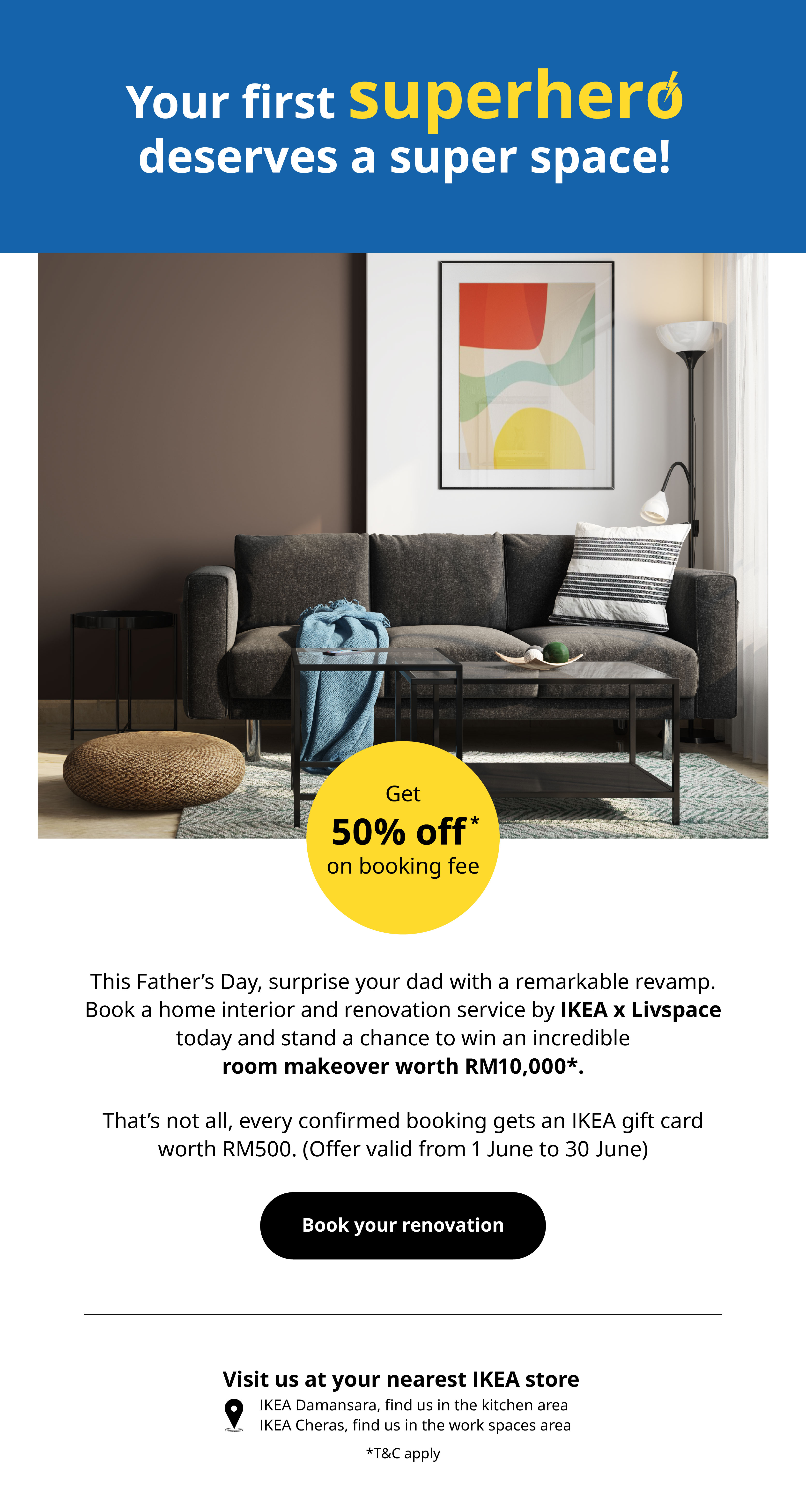 Livspace and IKEA Father's Day email campaign